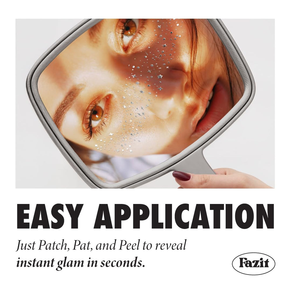 Fazit makeup patches glitter closeup highlights metallic specks for bold vibes