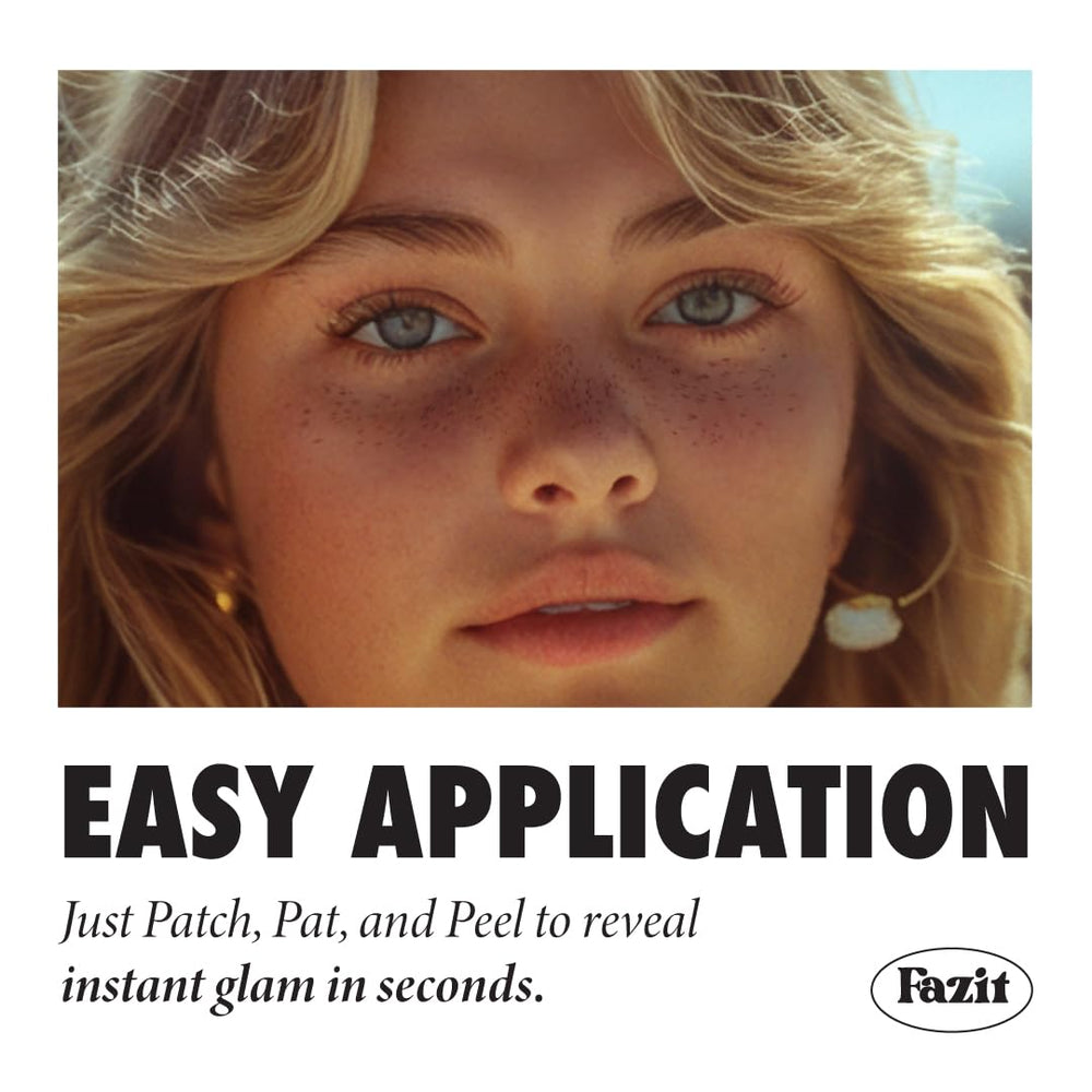 Fazit makeup patches long-lasting freckles shown on skin for all-day radiance