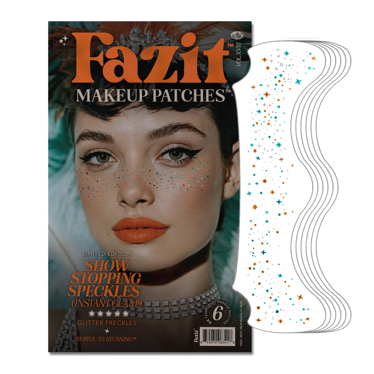 Fazit Makeup Patches Show Stopping Speckles pack provides radiant glitter with mess-free wear.