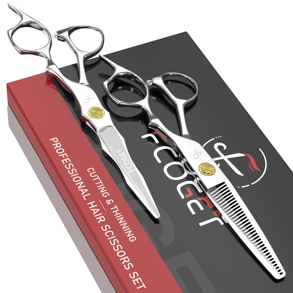 Fcoget professional barber scissors blade close-up for ultra-smooth cuts