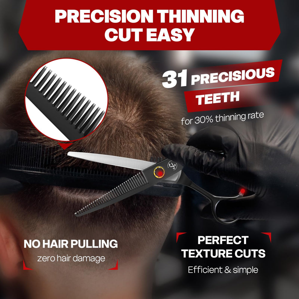 Fcoget offset-handle thinning shears reduce wrist fatigue during long styling sessions.