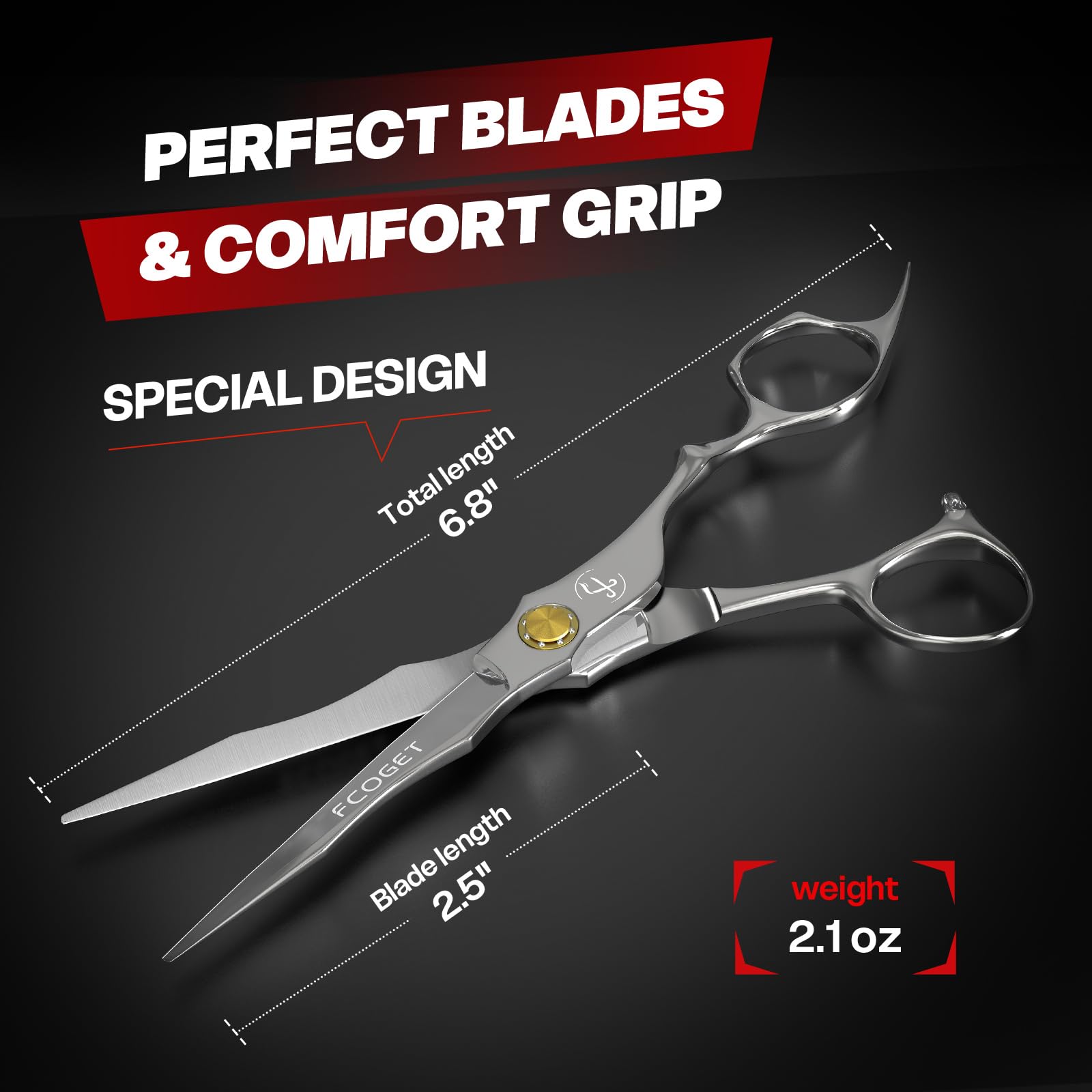 Fcoget thinning scissors 31-tooth blades close-up for seamless layer transitions