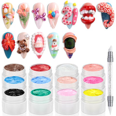 Fcozpjk 3D sculpture gel in white for precise 3D nail art detailing at home.
