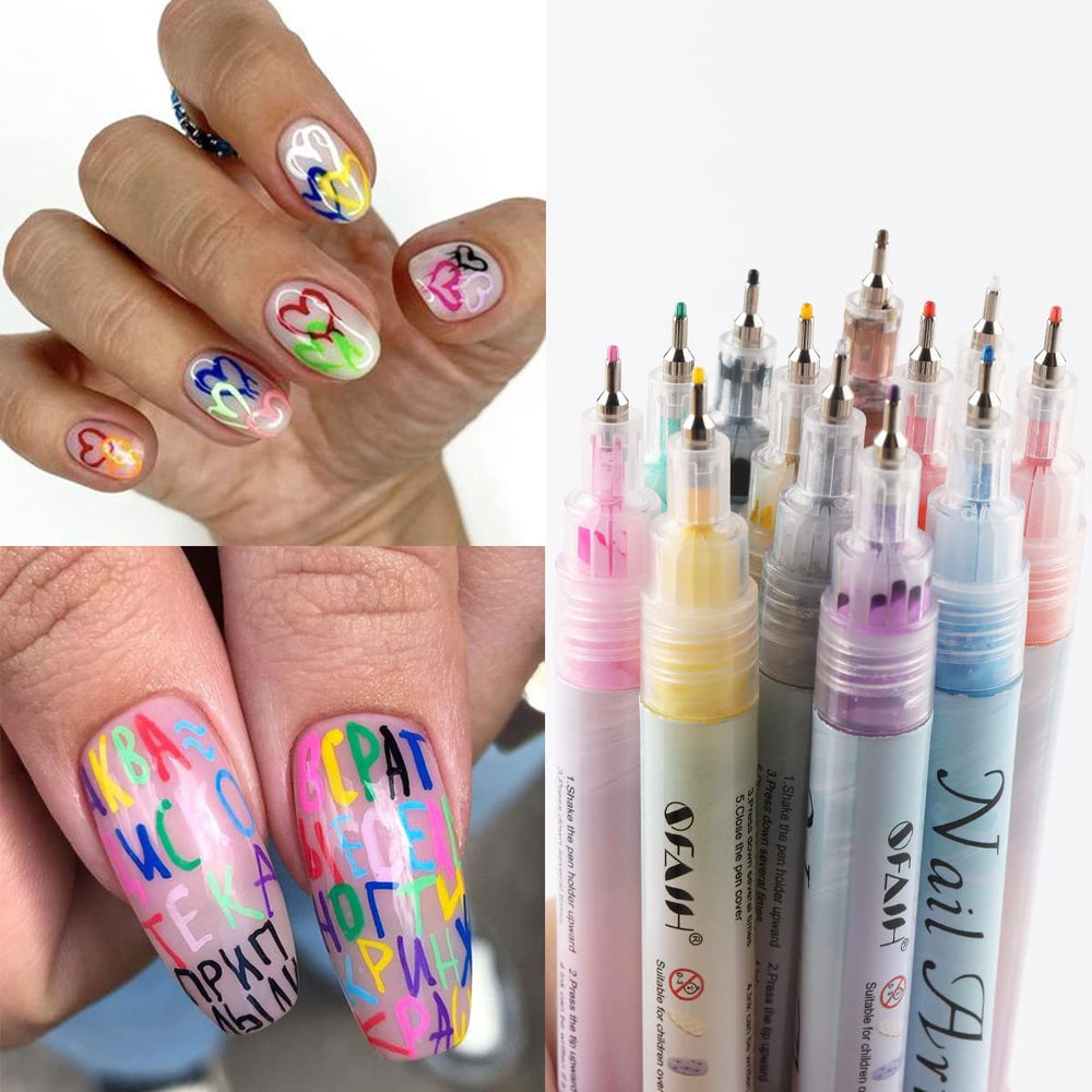 Fcozpjk French tips and fine line designs with graffiti pens