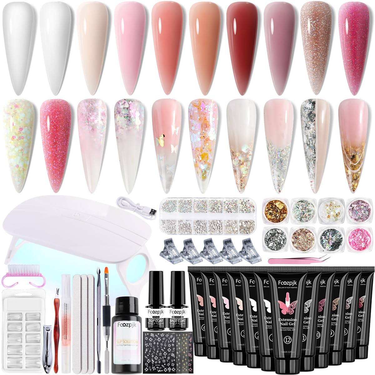 Fcozpjk poly gel kit dual forms for easy at-home extensions