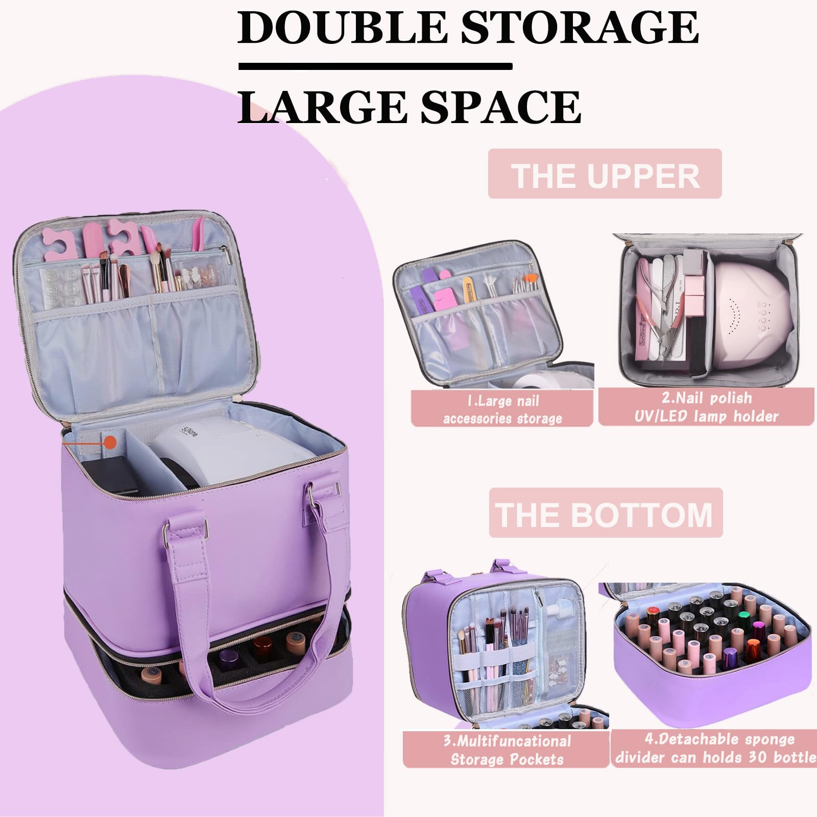 FCQQYWZ nail dryer case inside view with divider and space.