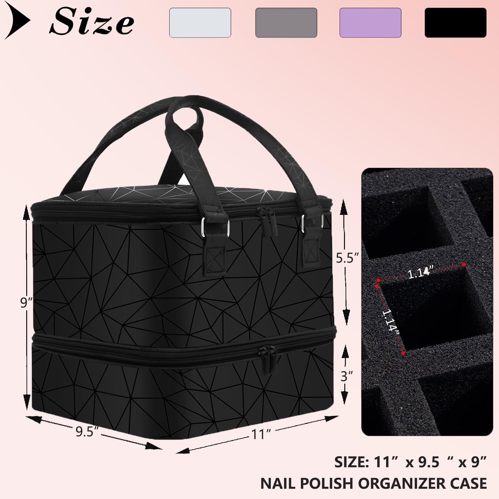 FCQQYWZ nail polish organizer cross weave PU leather close-up emphasizes durability.