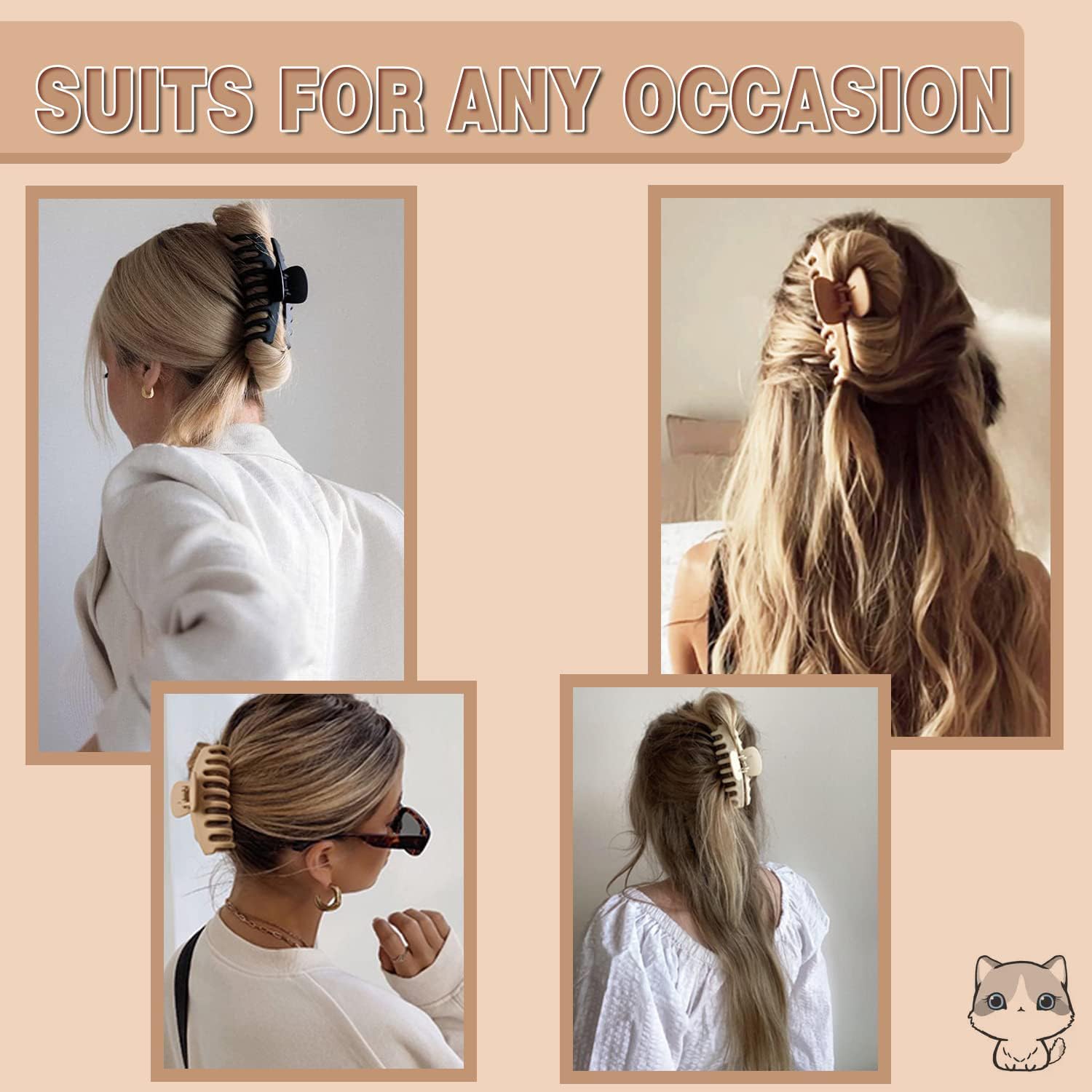 FDBJulyy large claw clip on hair demonstrates easy, secure sections.