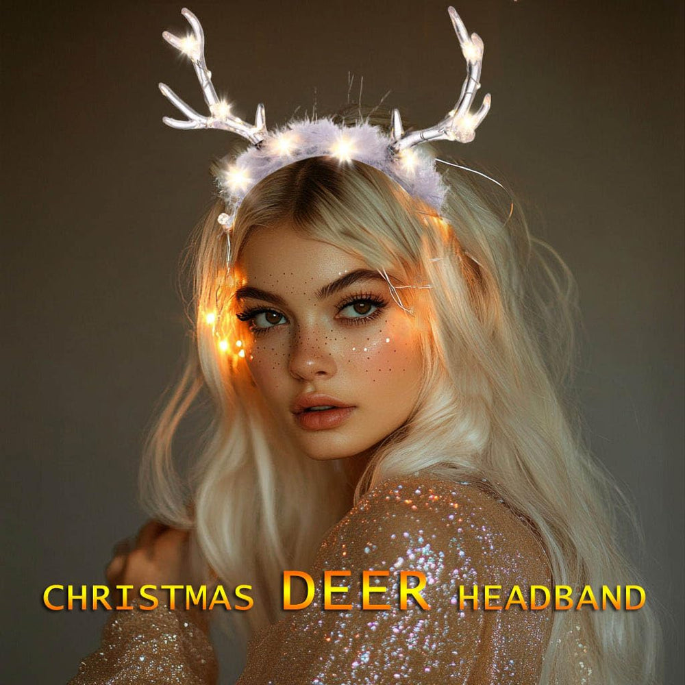 Fdesigner led glowing reindeer headpiece shows three modes for customizable party ambiance.