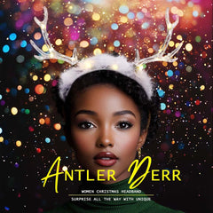 Fdesigner white Christmas antler headband with feather pairs with outfits and photos.
