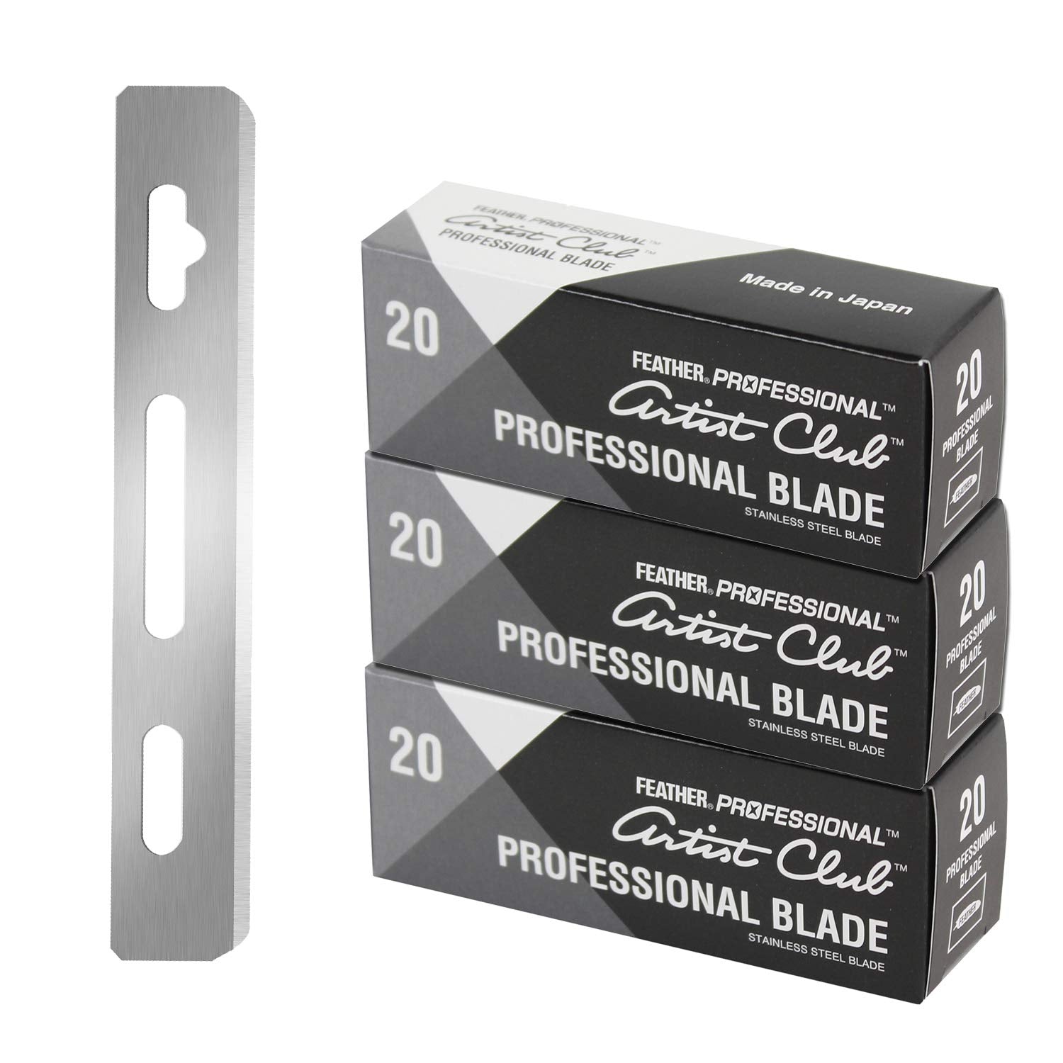 Feather Artist Club blades platinum-edge close-up for ultra-precise shaving