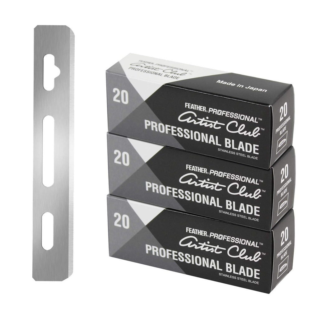 Feather Artist Club blades platinum-edge close-up for ultra-precise shaving