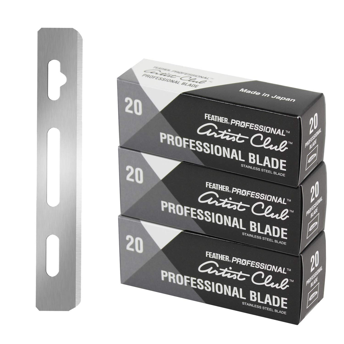 Feather Artist Club blades platinum-edge close-up for ultra-precise shaving