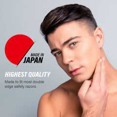 Feather blades fit-all-double-edge razors illustrate universal compatibility.