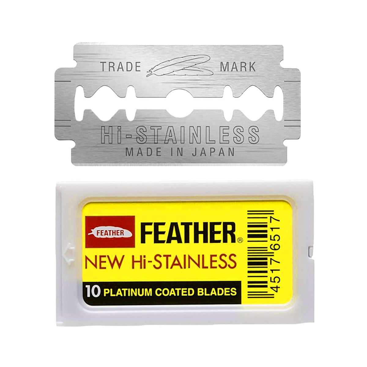 Feather double-edge blades 10-count pack ready for versatile shaving.