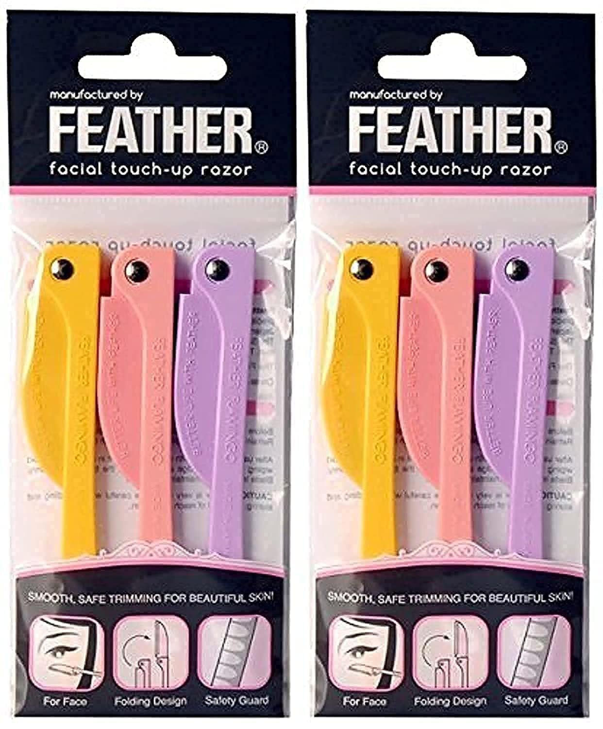 Feather Flamingos facial touch-up razor pack for precise eyebrow and facial grooming