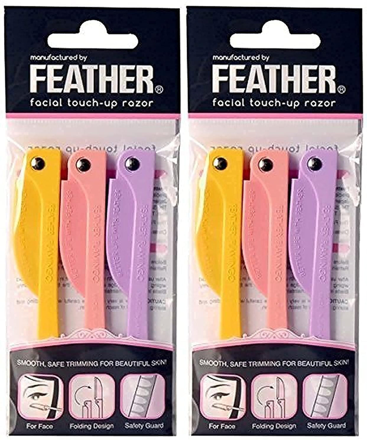 Feather Flamingos facial touch-up razor pack for precise eyebrow and facial grooming