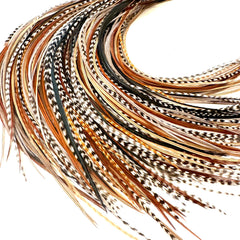 Feather Headz 21 natural color extensions closeup feathers for easy daily boho styling