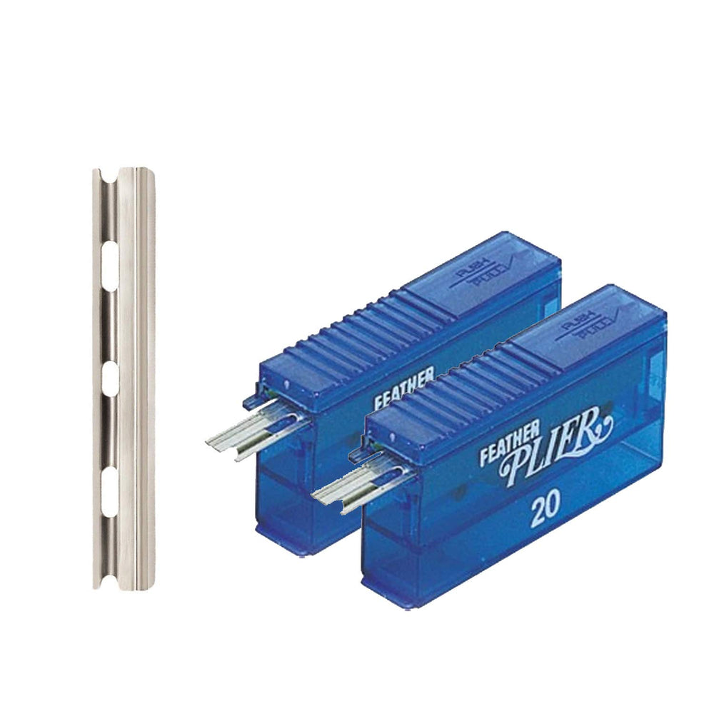 Feather plier hair razor blades pack for quick professional blade changes.