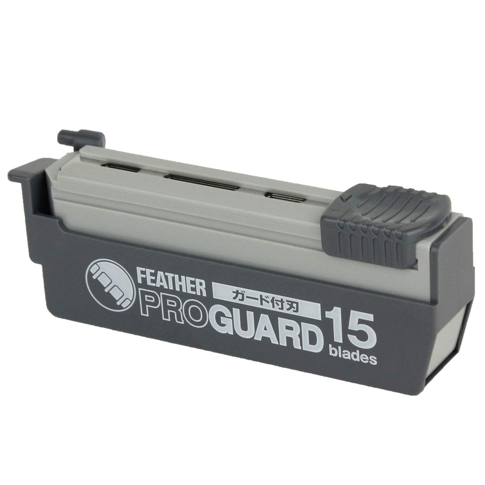 Feather ProGuard metal-finish demonstrates durable stainless steel construction for longevity.