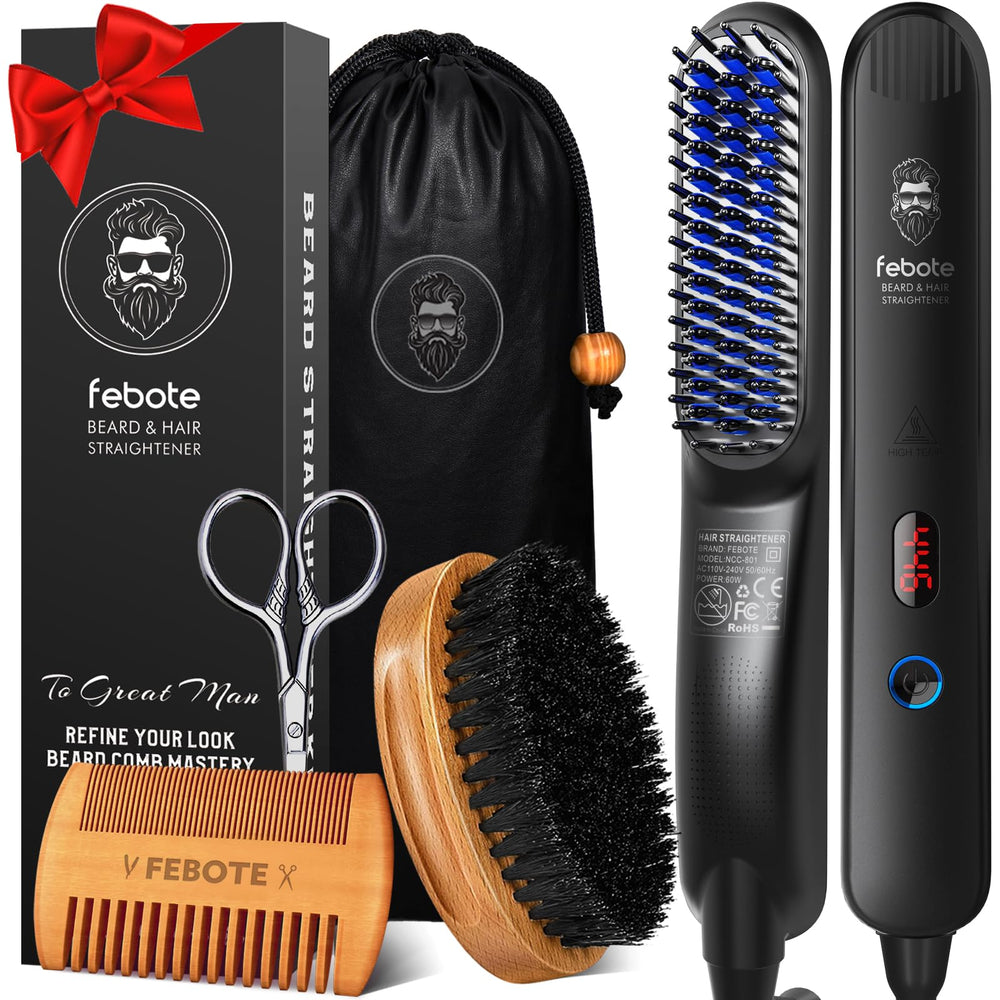 FEBOTE Innovation beard straightener heat-ready comb for fast styling and even heat.