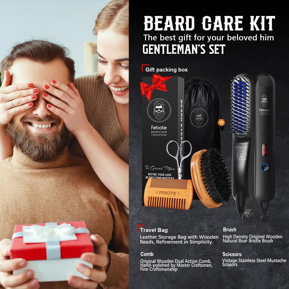 FEBOTE dual-action pear wood comb detangles hair for long-lasting styling control.