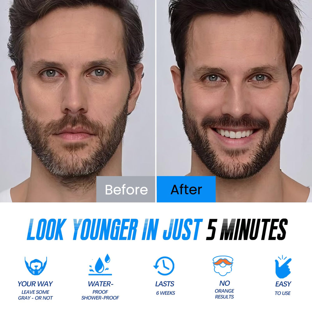 Fedulili beard dye finish demonstrates natural black shade with gray coverage.