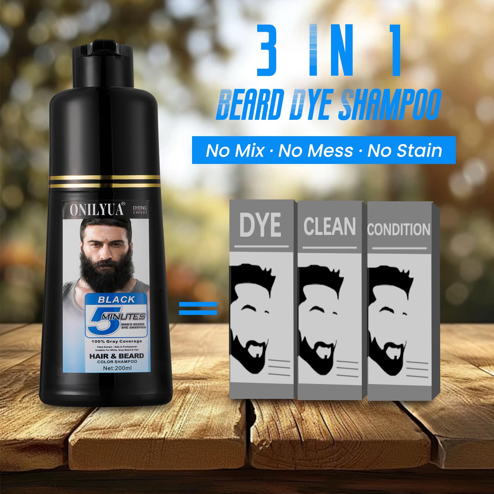 Fedulili beard dye gray roots seen with gradual, long-lasting tint.
