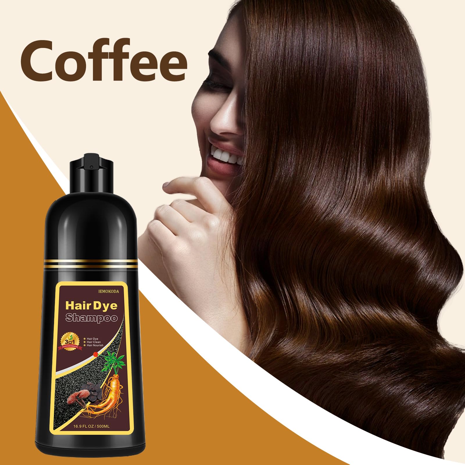 Fedulili Instant Coffee Hair Dye Shampoo with lather application delivers smooth brown coverage.