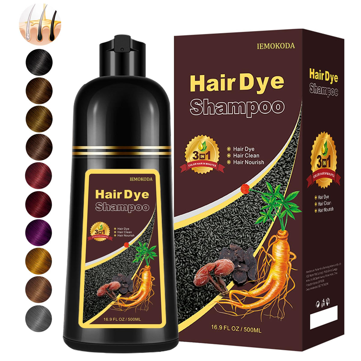 Fedulili instant light brown hair dye shampoo covers gray hair for natural-looking results.