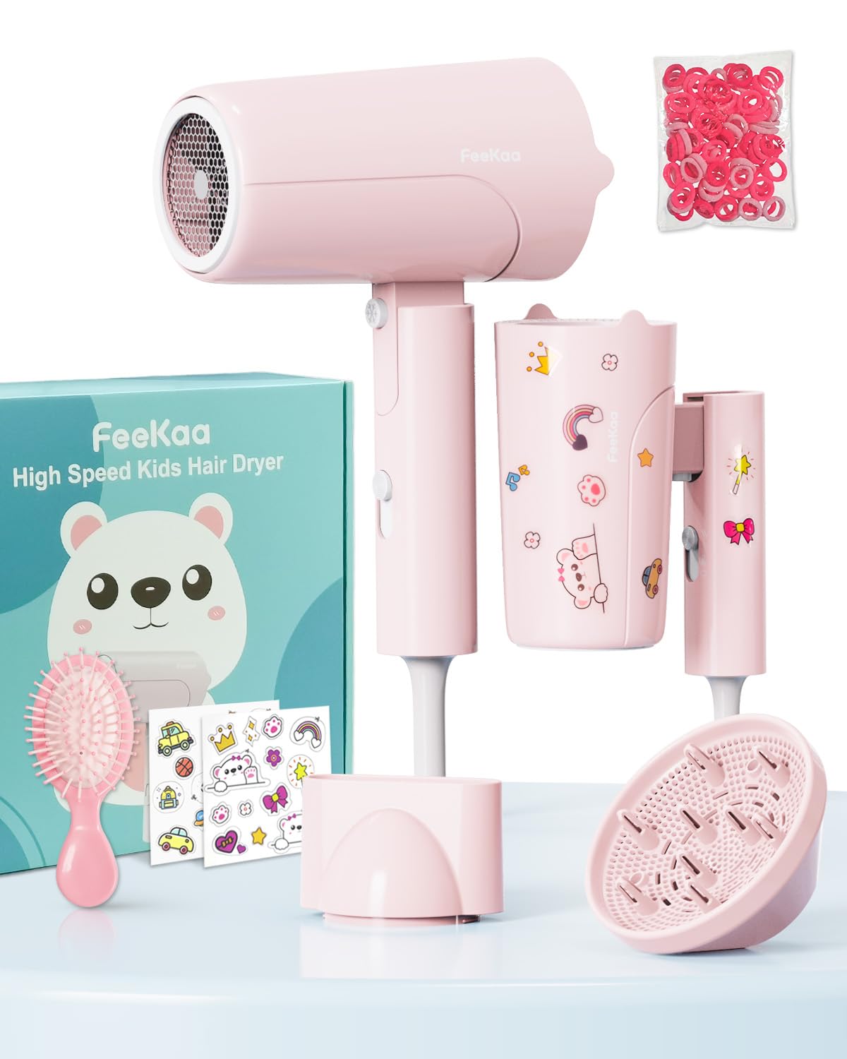 feekaa foldable kids hair dryer in compact form for travel and quick drying
