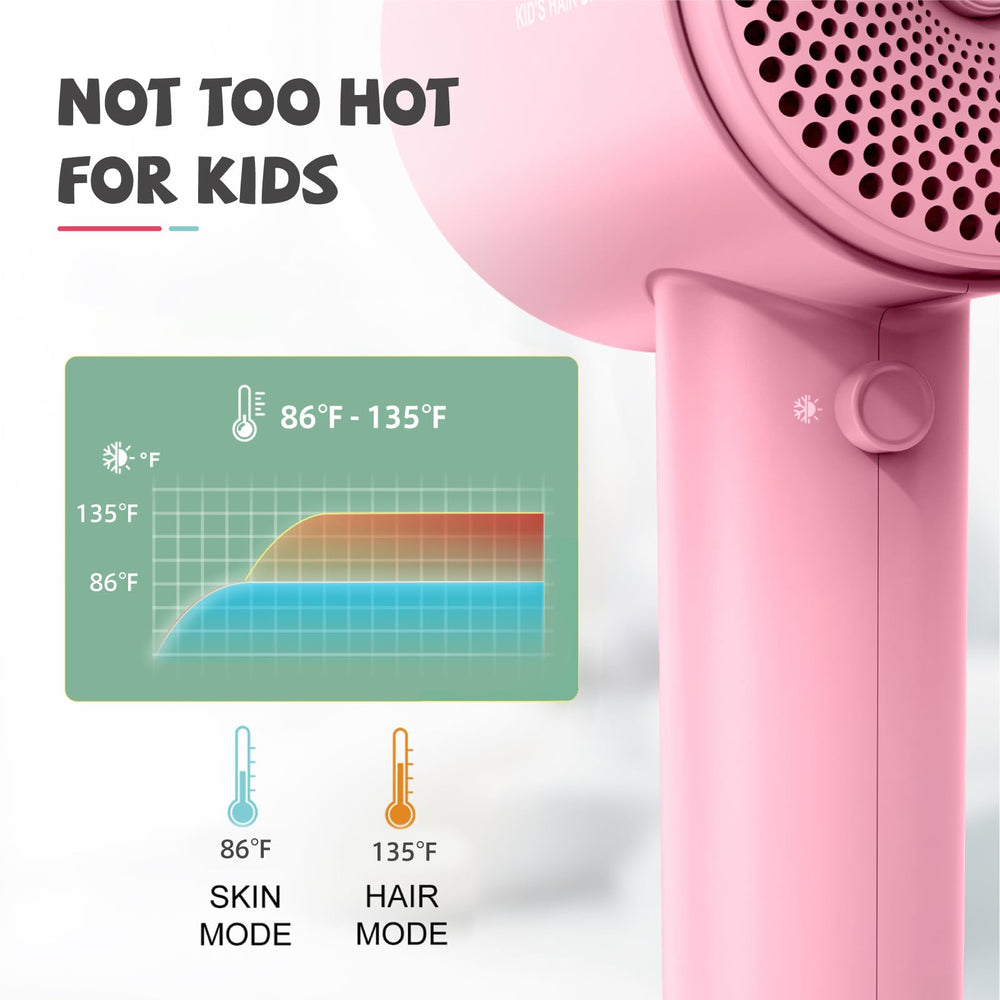 Feekaa kids hair dryer travel-friendly design fits in a bag