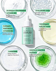 FeeMeFee Azelaic Serum drops on hand demonstrates easy-to-dose formula for sensitive skin