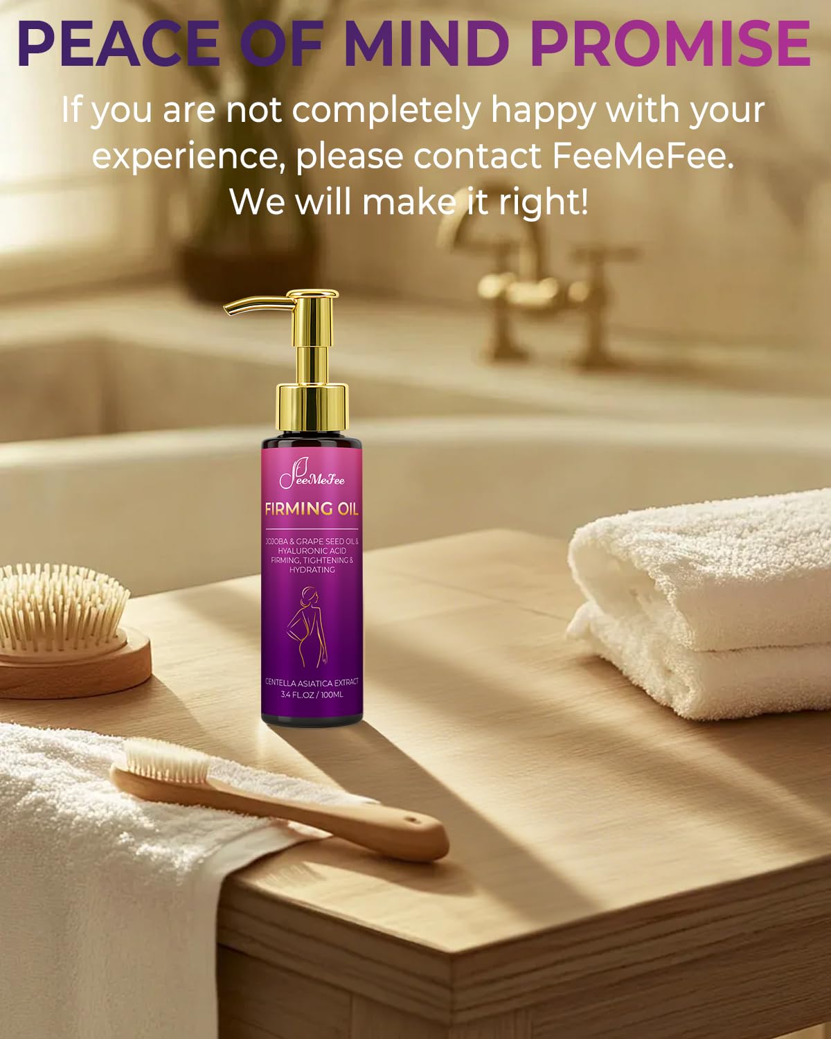 Lavender-scented FeeMeFee Body Firming Oil evokes soothing aroma