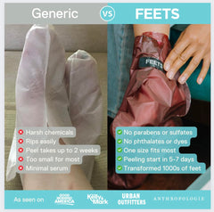 FEETS closeup of natural ingredients highlights gentle skin renewal potential.