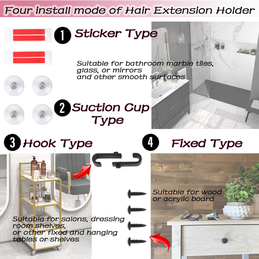 FEHOKA hair extension holder dimensions highlight compact 31cm length and slim 6cm width.