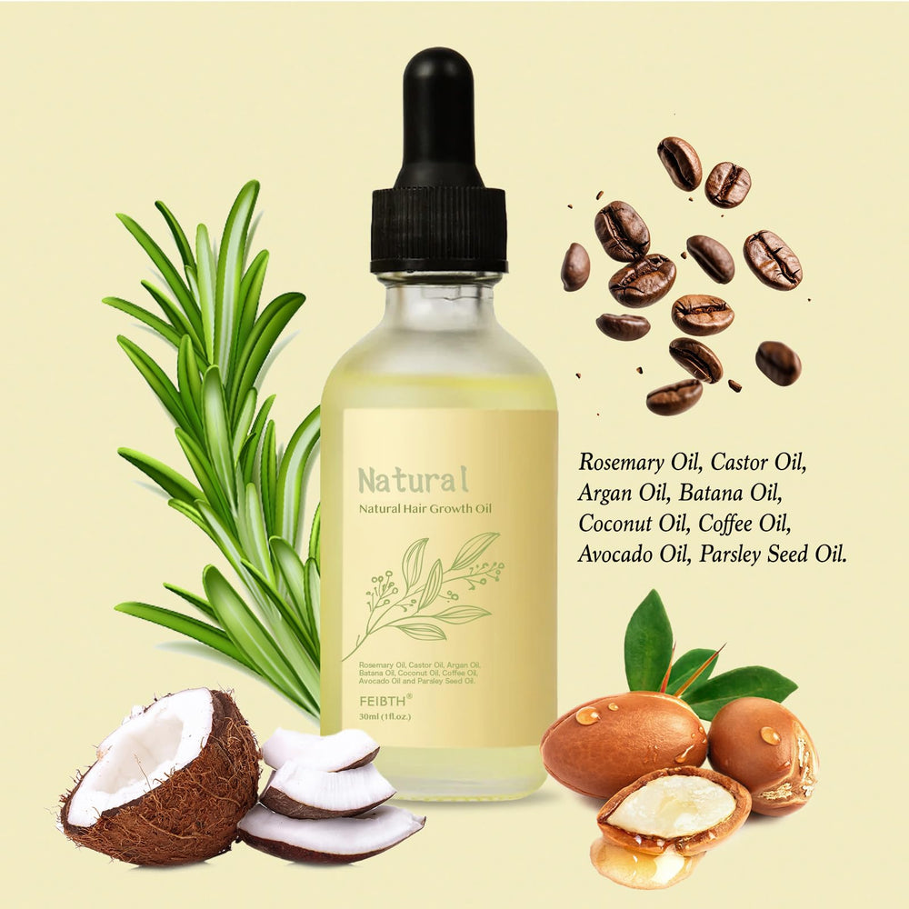 FEIBTH oil blend of rosemary, castor, argan for nourishment.