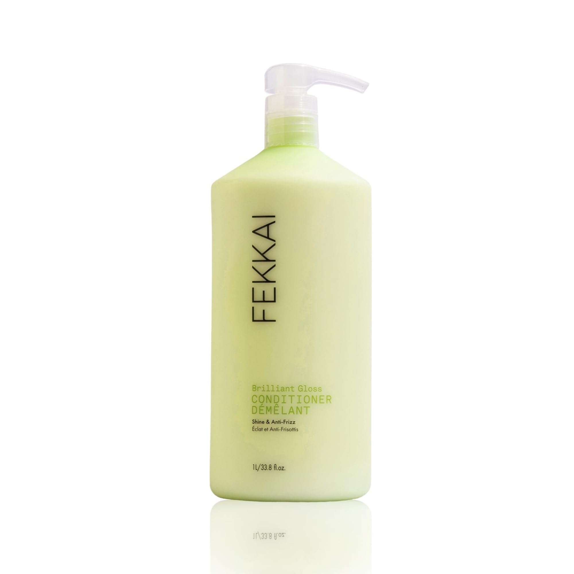 Fekkai Brilliant Gloss Conditioner bottle with 1-liter packaging delivering glossy shine.