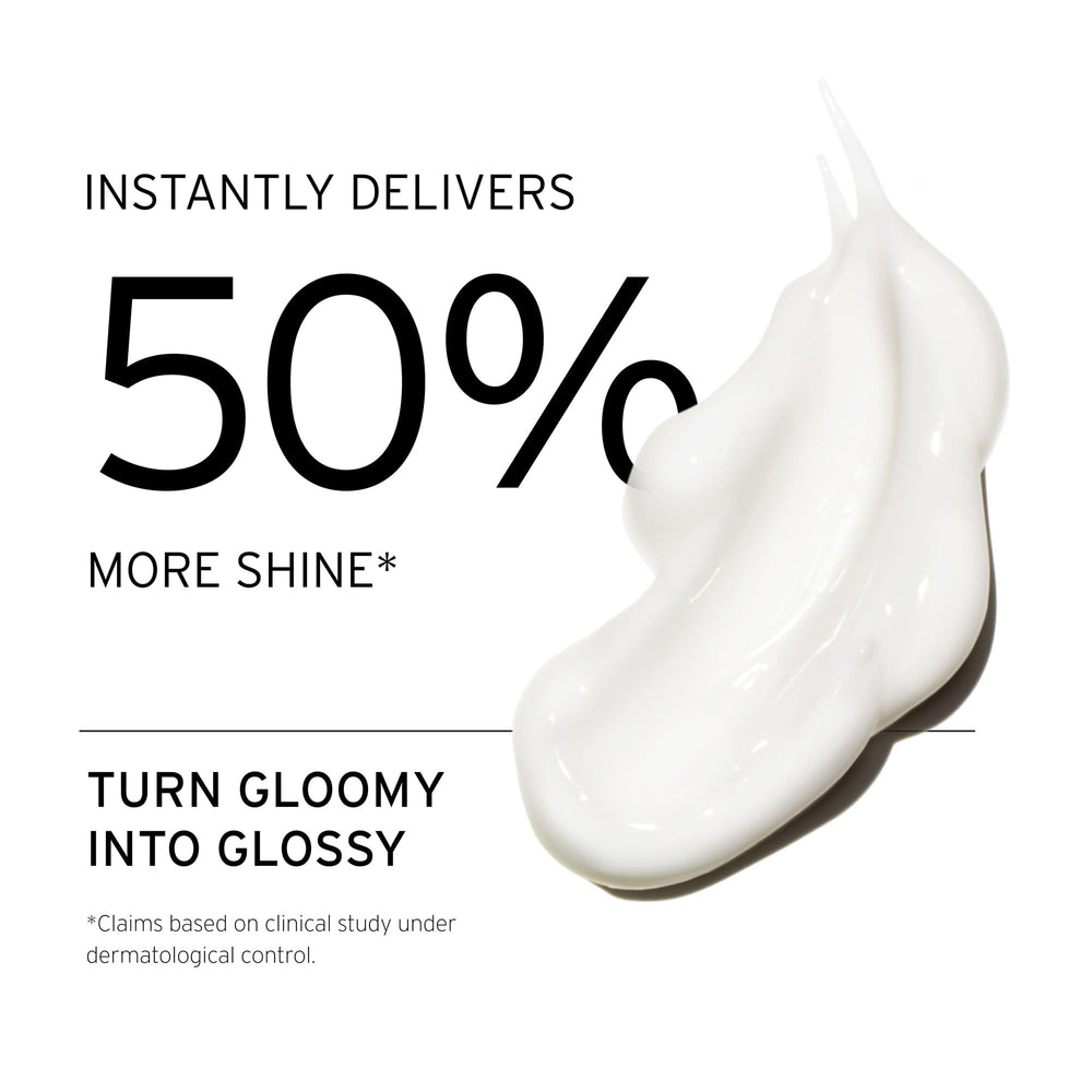 Olive oil ingredients swirl highlights nourishing shine from Fekkai glossing formula.