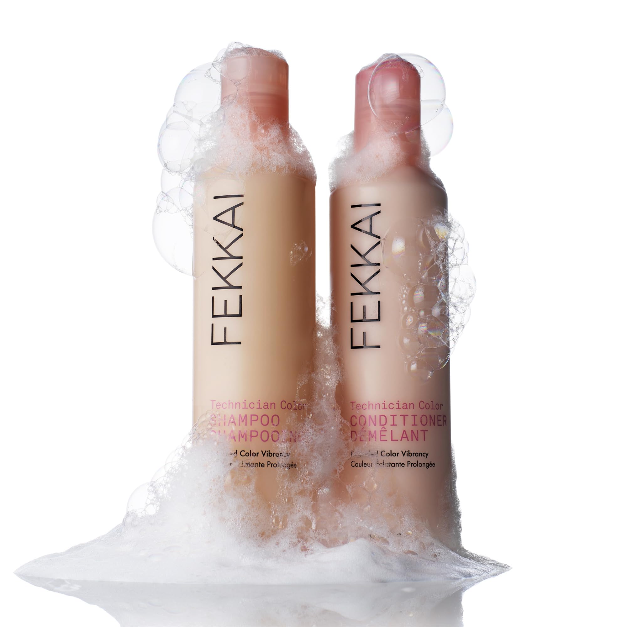 Fekkai Technician Color Conditioner after-use hair with subtle shine and vibrancy.