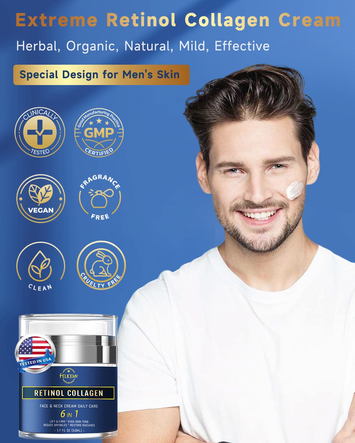 Felicemy 6-in-1 day-night visual emphasizes 24-hour care benefits.