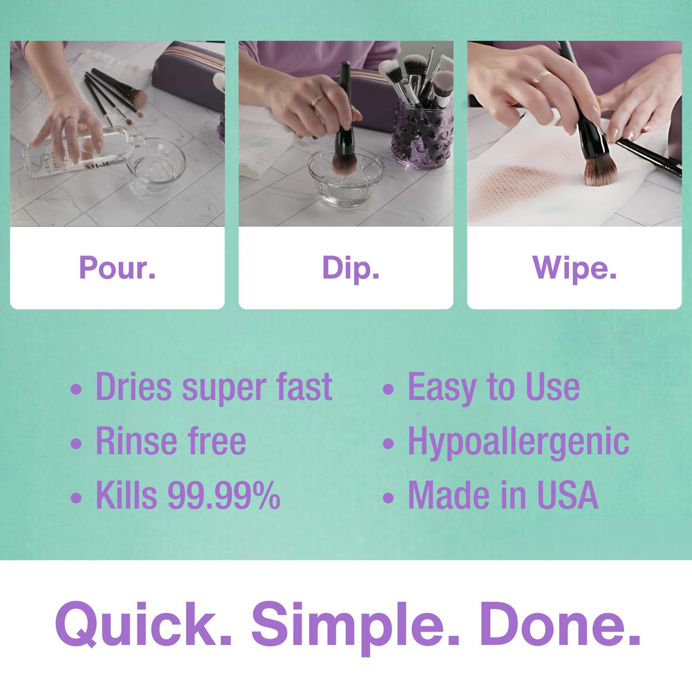 Felix Professional rinse-free, quick-dry formula speeds brush reuse and keeps bristles soft.