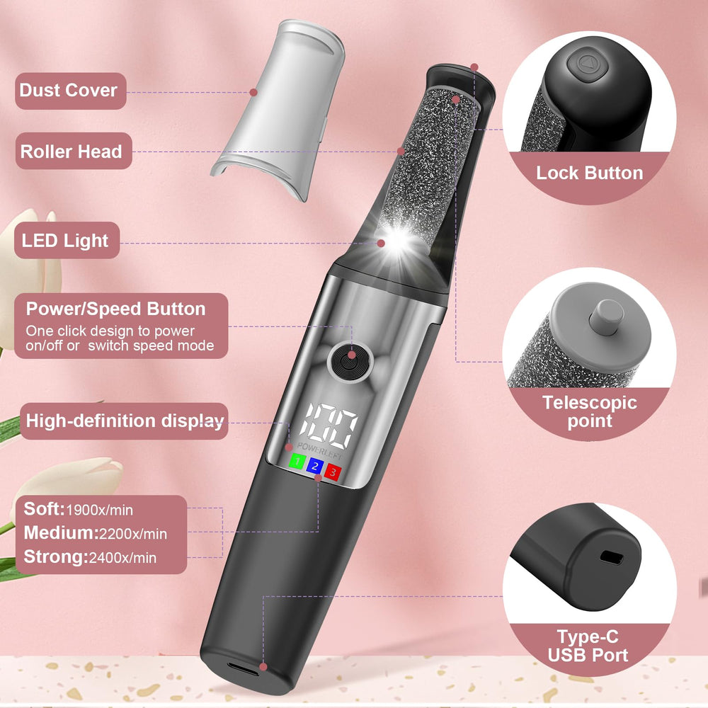 Felizshop roller-heads for electric foot file enable personalized care for smoother heels.