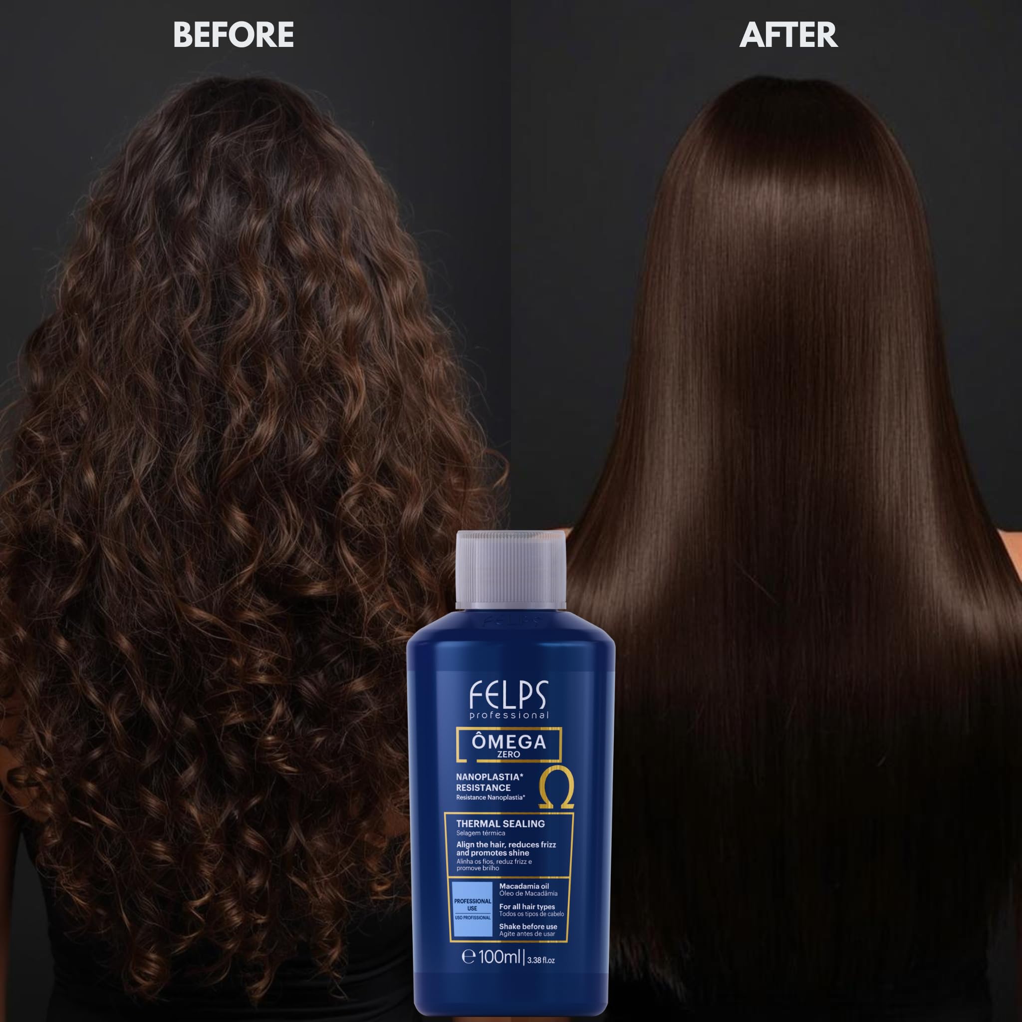 Felps Professional Omega Zero Resistance ingredients panel highlighting grape tannic acid smoothing.