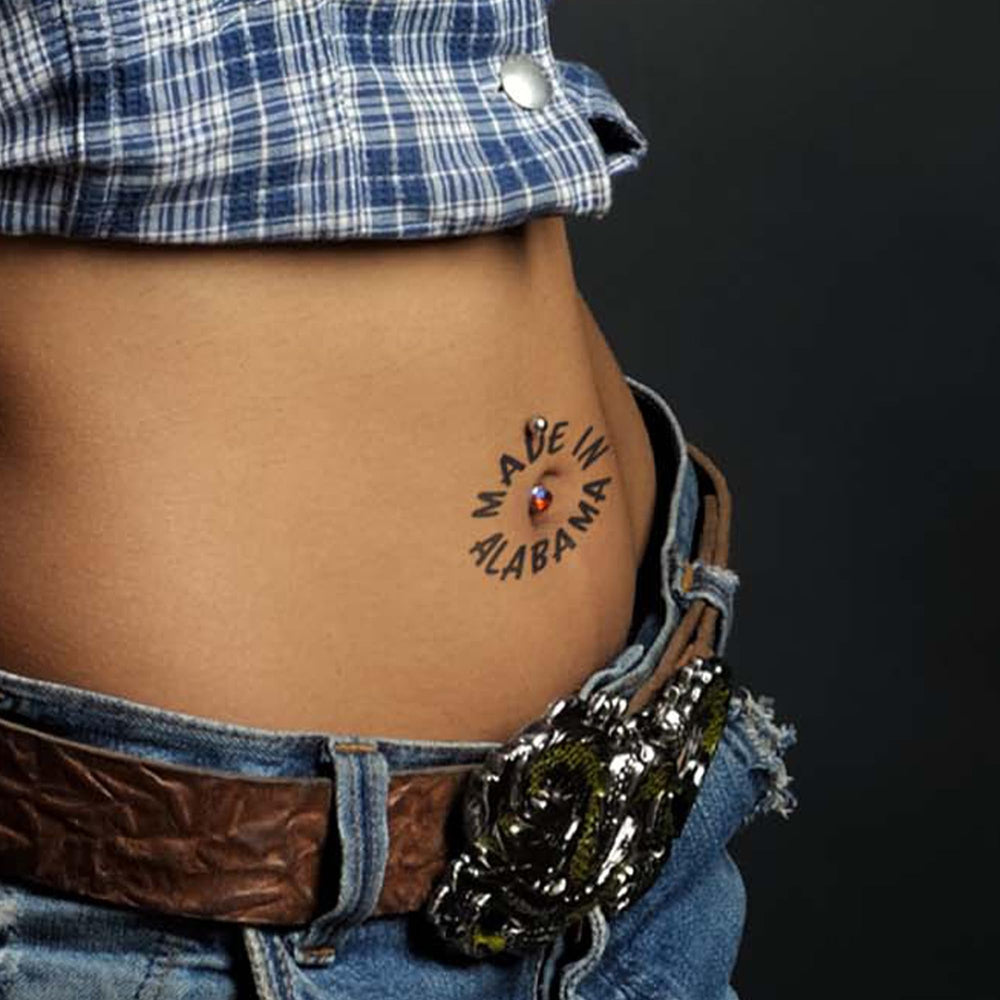 Female White Trash Tattoos apply demo shows quick water transfer