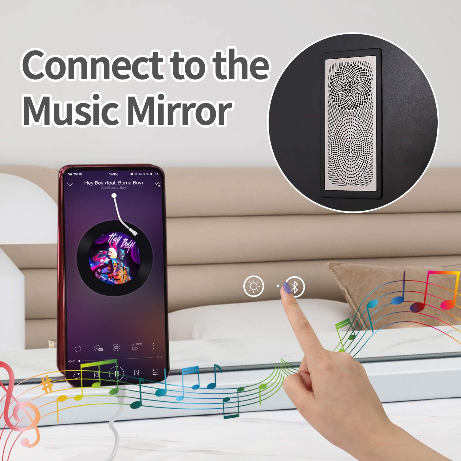Fenair vanity mirror USB port keeps your phone charged during beauty routines.