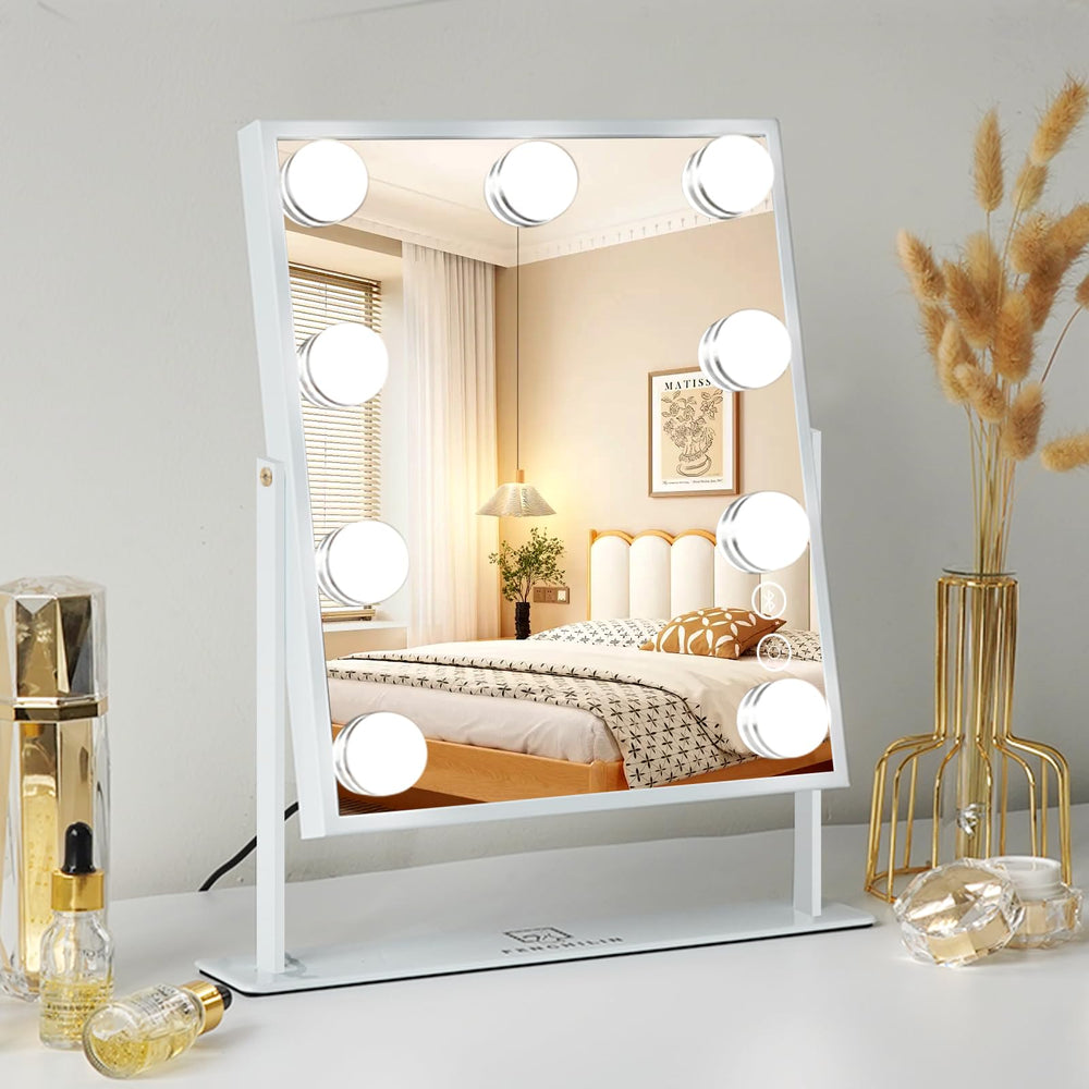 FENCHILIN Hollywood-style vanity mirror elevates glam rooms with elegant, flattering illumination.