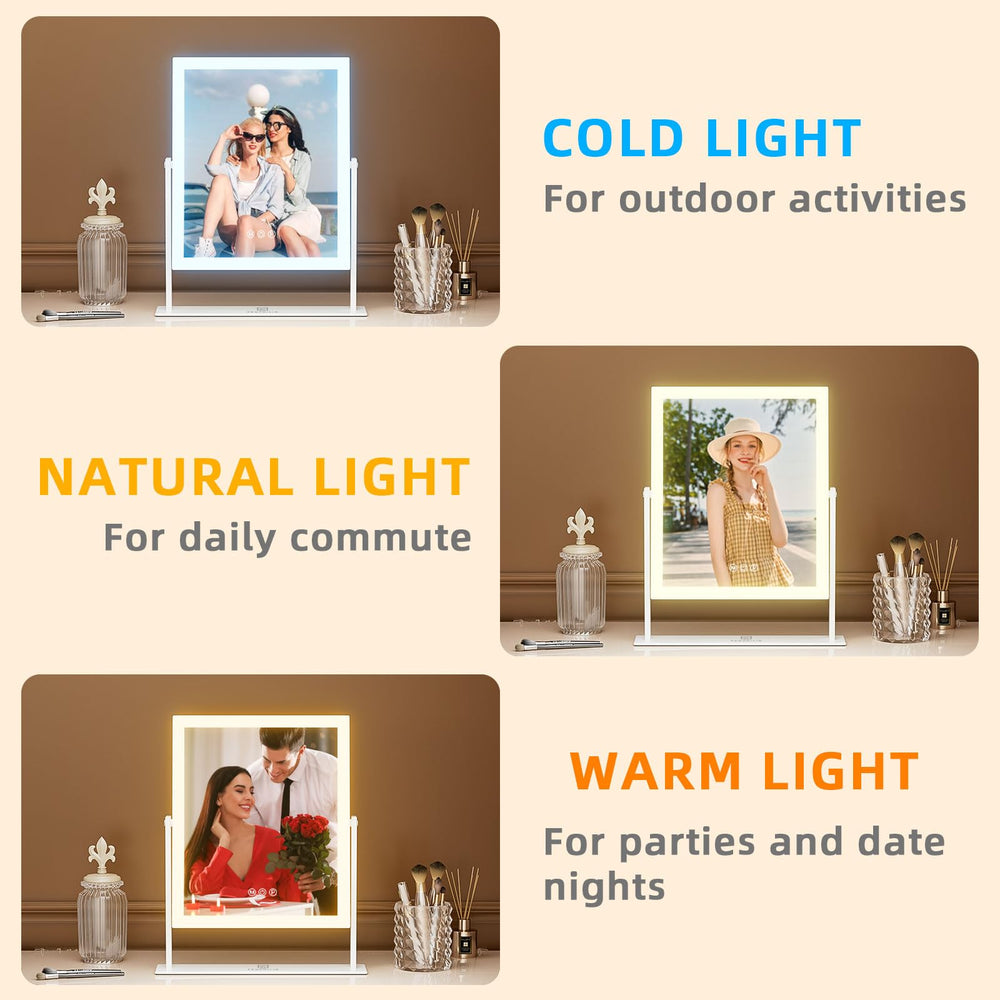 FENCHILIN hollywood mirror with lights close-up showing color temperatures