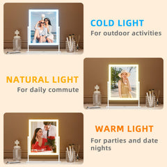 FENCHILIN hollywood mirror with lights close-up showing color temperatures