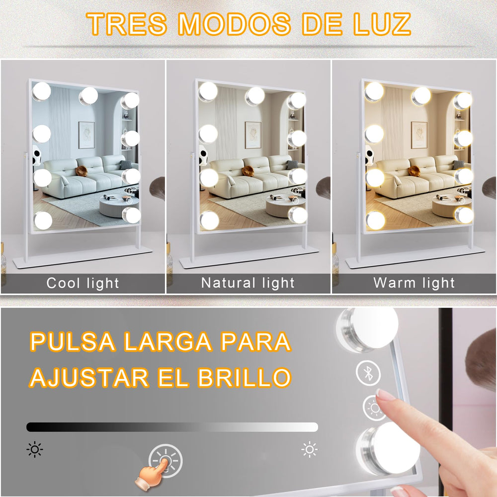 FENCHILIN vanity mirror with smart touch control enables quick brightness adjustments.